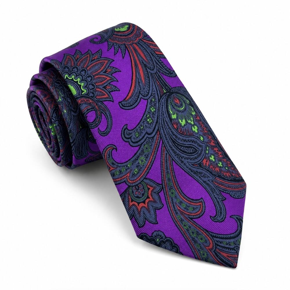 ETRO Silk Paisley Neck Tie Purple $280